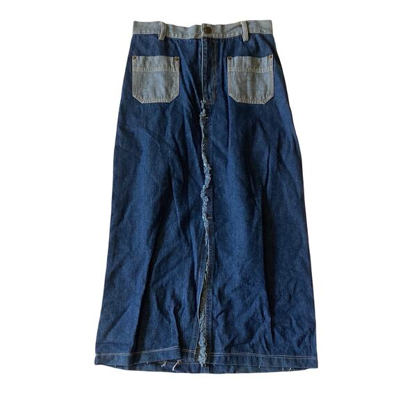 Kyoto Kasuals Long Denim Skirt - Picture 1 of 5